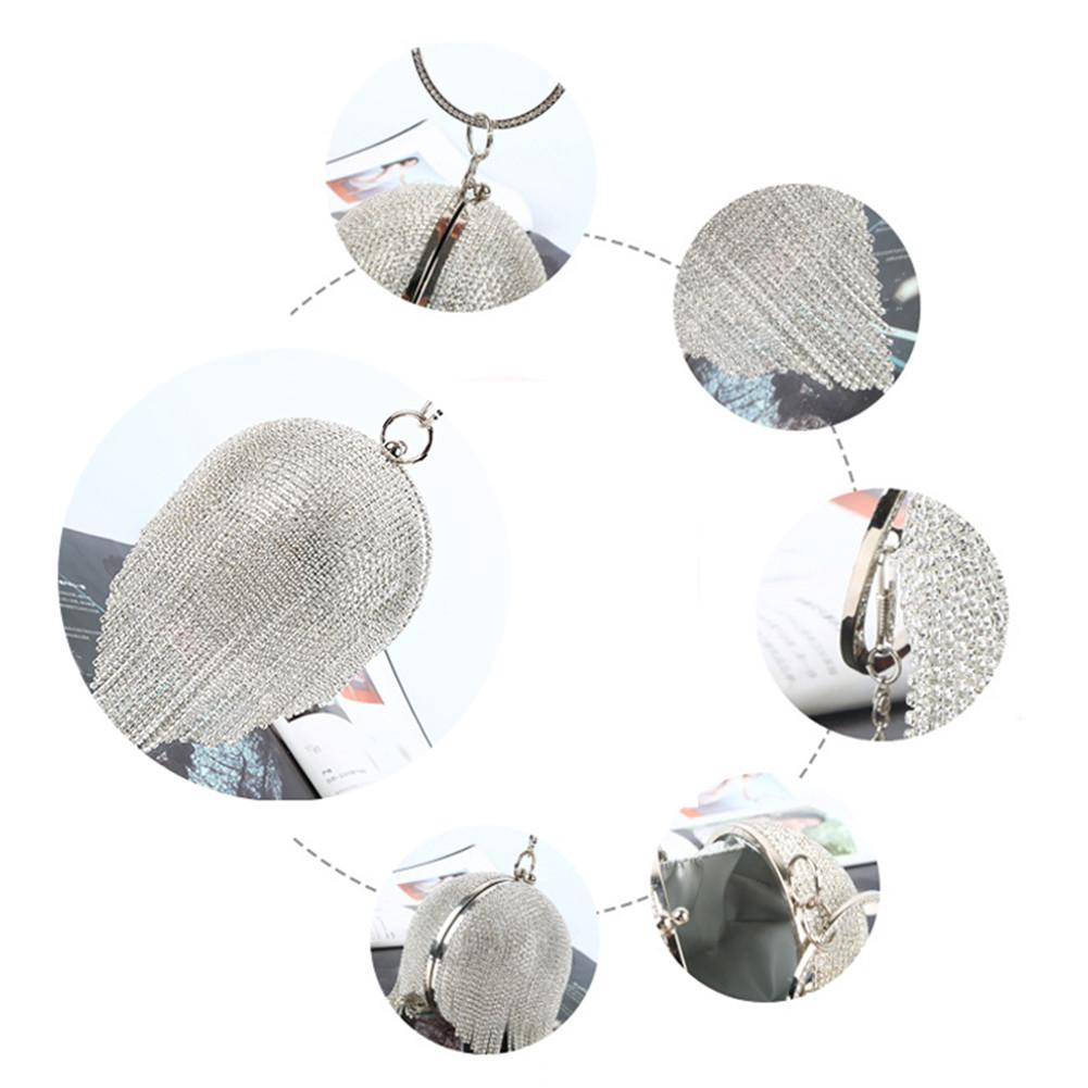 Vintage Frauen Abend Tasche Metall Kette Mini Runde Ball Taschen Bankett Party Schulter Umhängetaschen Kupplungen Rund Käfig Handtasche