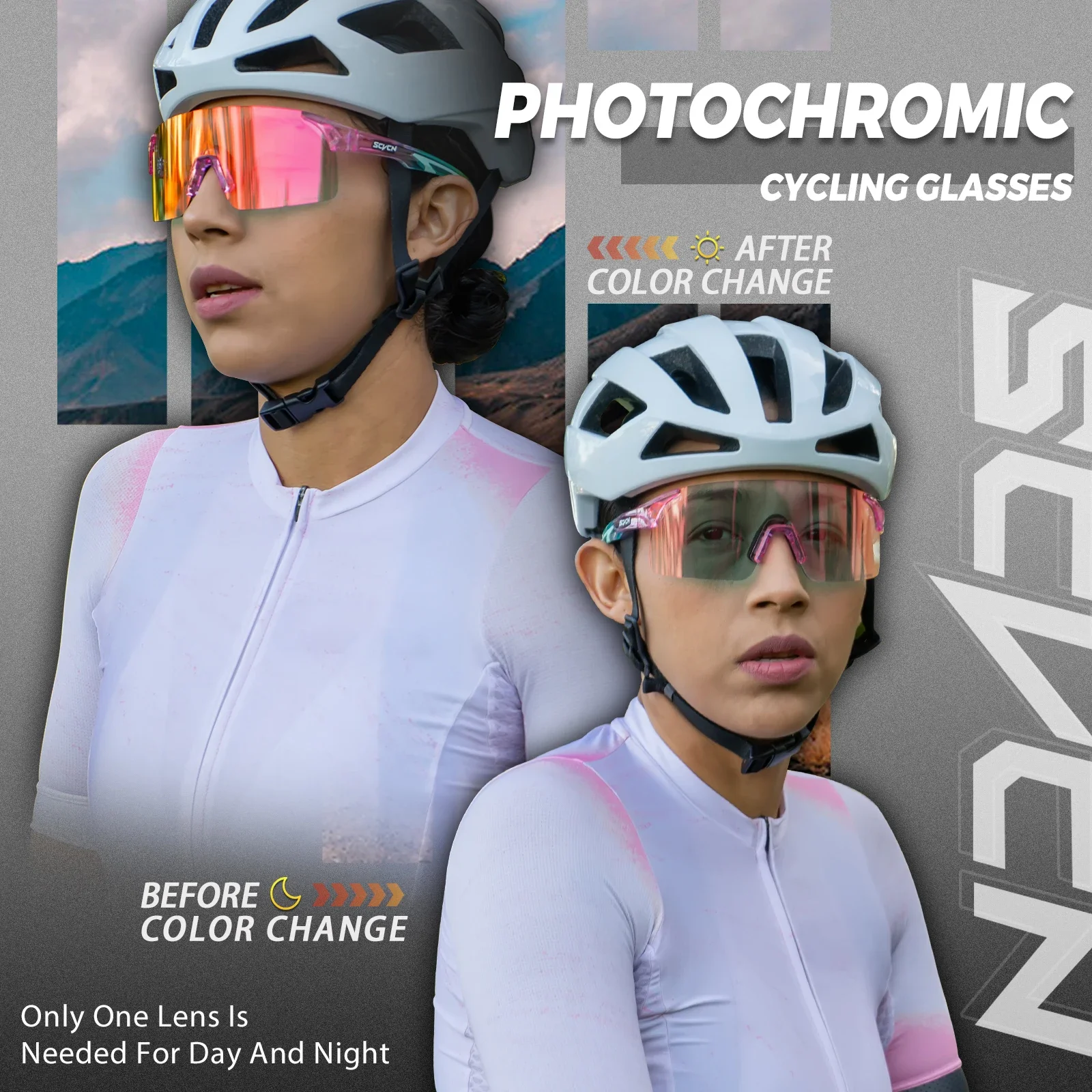 SCVCN-gafas de sol fotocromáticas para hombre y mujer, lentes para escalada, deportes al aire libre, ciclismo, conducción, bicicleta