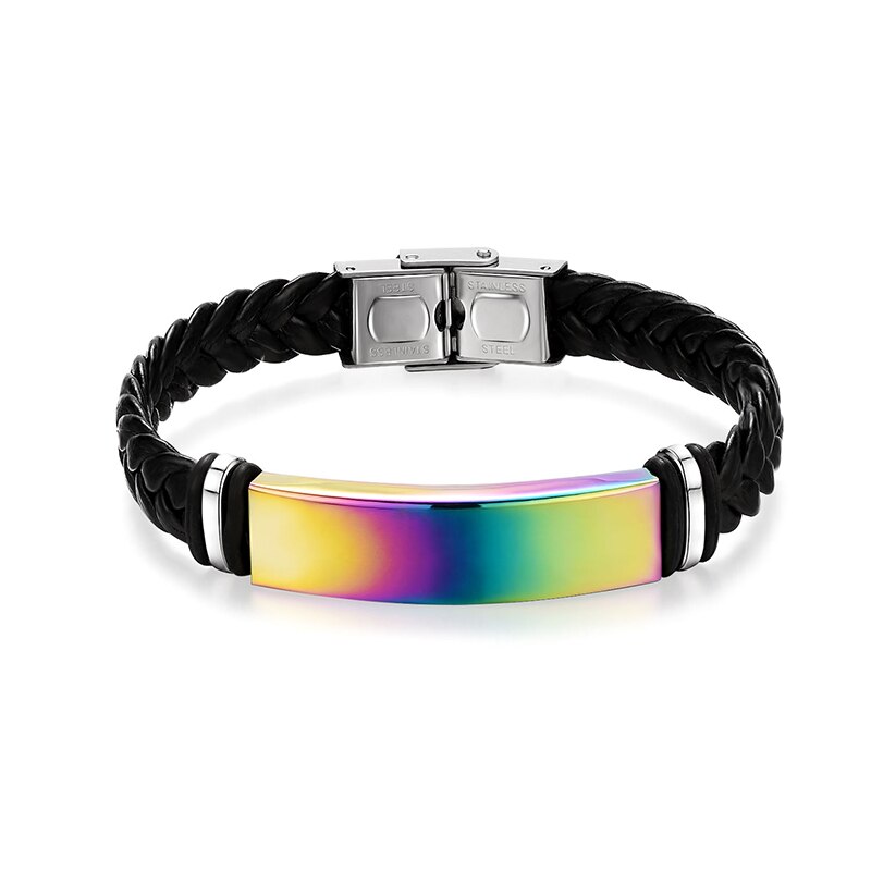 Mode Handgemaakte Geweven Lederen Armband Bangle Charm Rvs Accessoires Sieraden Vrouwen Mannen Magneet Sluiting Armband: chromatic