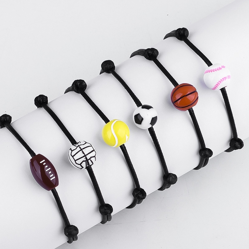 Bracelet à breloques pour garçon et fille, balle de Football, fil de cire, accessoires d&#39;équipe pour enfants, Bracelet d&#39;amitié pour Couples, bijoux pour hommes