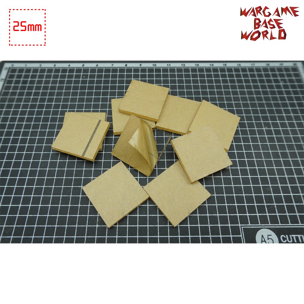 Wargame Base World - TRANSPARENT / CLEAR BASES for Miniatures - square 25mm clear bases: 10 bases