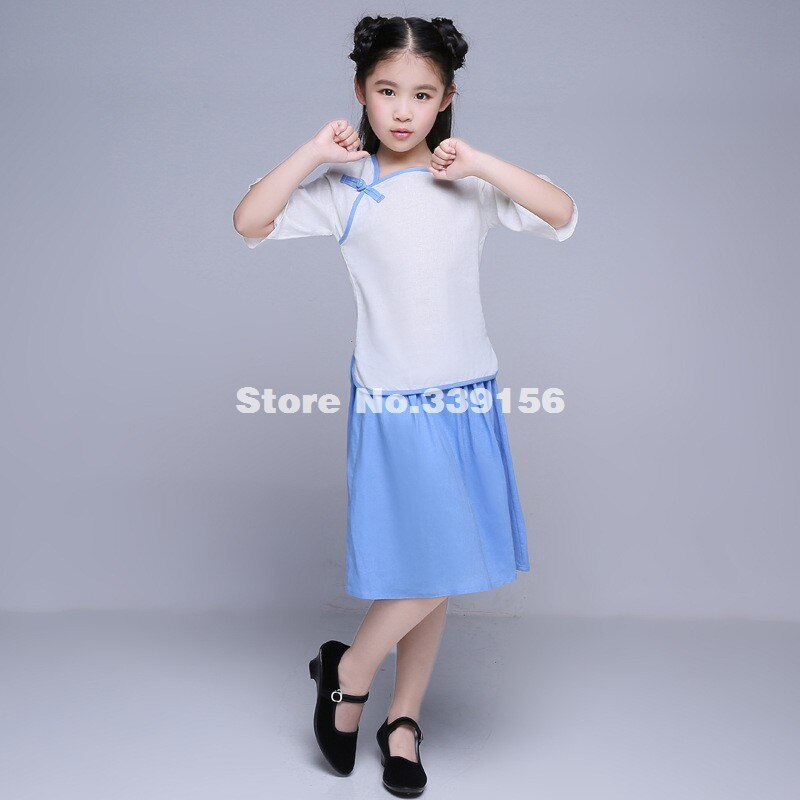 Nuovi Bambini Cinese Antico Abbigliamento Studente Ragazze Tradizionale Cinese Ming Abiti Lolita costume impostato superiore + gonna