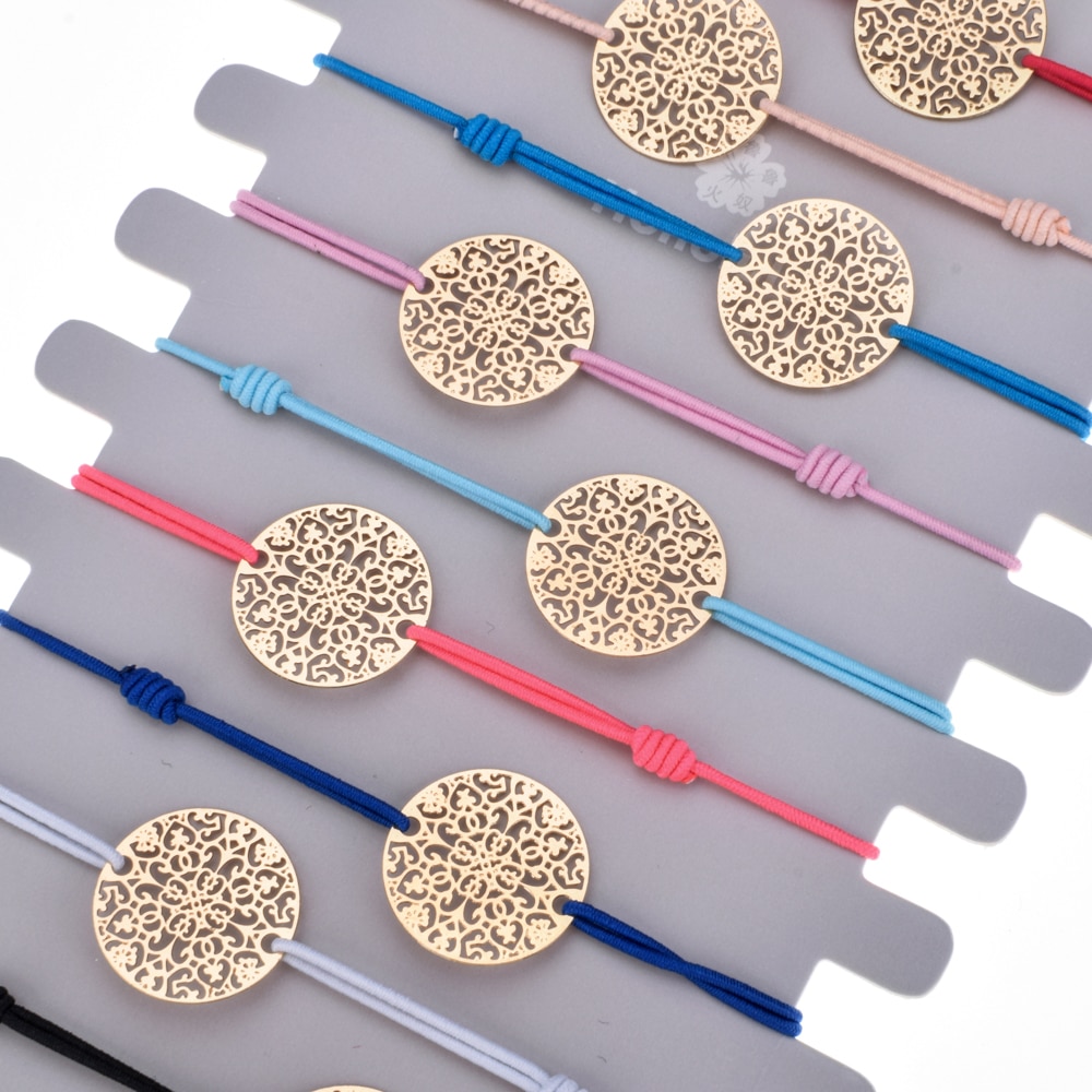 12 pièces/lot breloques corde élastique tressé cuivre plume animaux chaînes Bracelets & Bracelets pour femmes réglable bijoux Pulseria