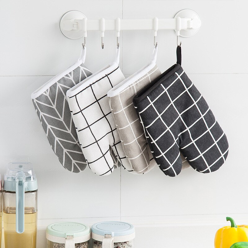 Cute Oven Mitts Heat Resistant Microwave Oven Glove Cotton Linen Baking BBQ Potholders Non-slip Oven Mitts Kitchen Cooking Tools
