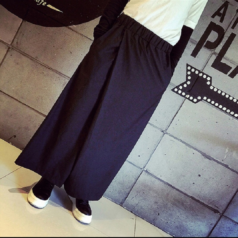 Hzijue miesten leveälahkeiset housut pellava miesten rento haaremihousut japanilaistyyliset mukavat hamehousut