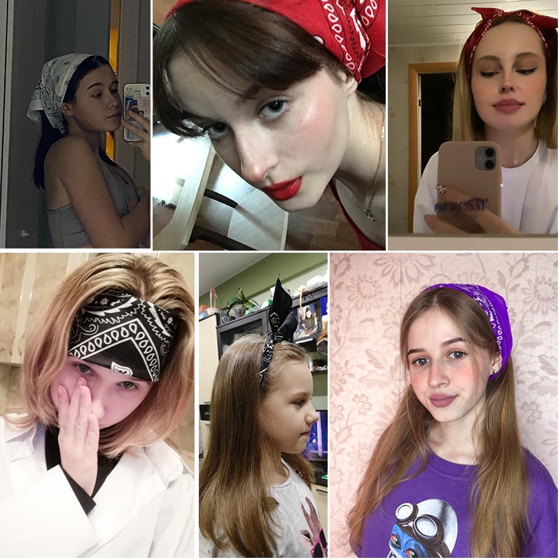 Hoofdband Unisex Mode Katoenen Bandana Vierkante Sjaal Voor Vrouwen Mannen Hoofdband Hoofddeksels Dubbelzijdig Hoofd Wrap Haaraccessoires