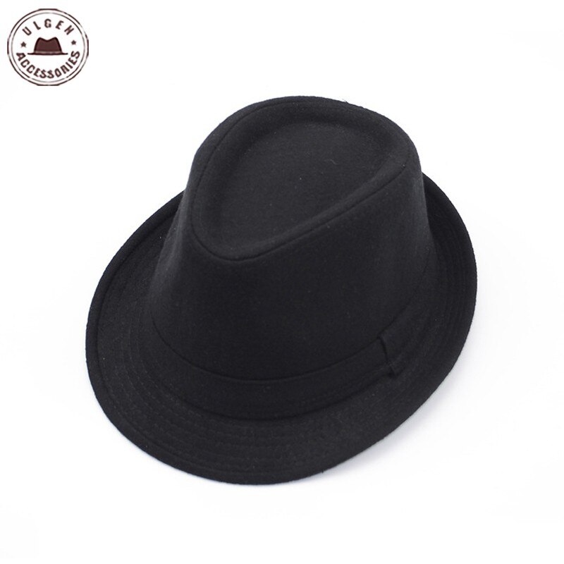 Viileä miesten fedorahattu kesän jazz fedoras hattu miehille klassiset tanssivat talvivillalakit herrasmies musta fedora: Musta