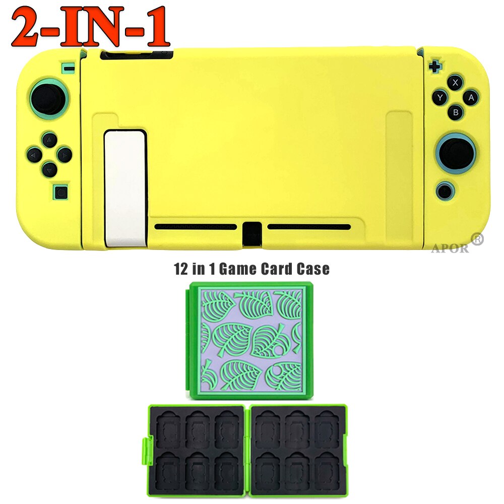 2 in 1 per accessori nintendo Switch custodie carine Cover completa Shell Joy-Con Controller Shell custodia rigida in TPU custodia per carte da gioco: Yellow 2in1