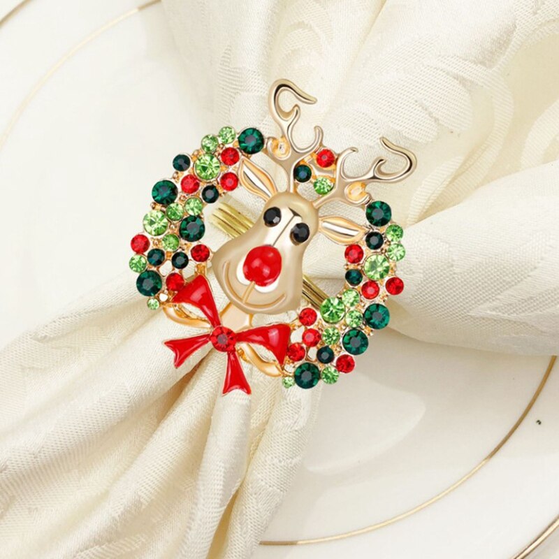 Kerst Servetringen-Set Van 8 Servethouder Ringen Voor Kerst Tafel Decoratie Elanden Servet Gesp
