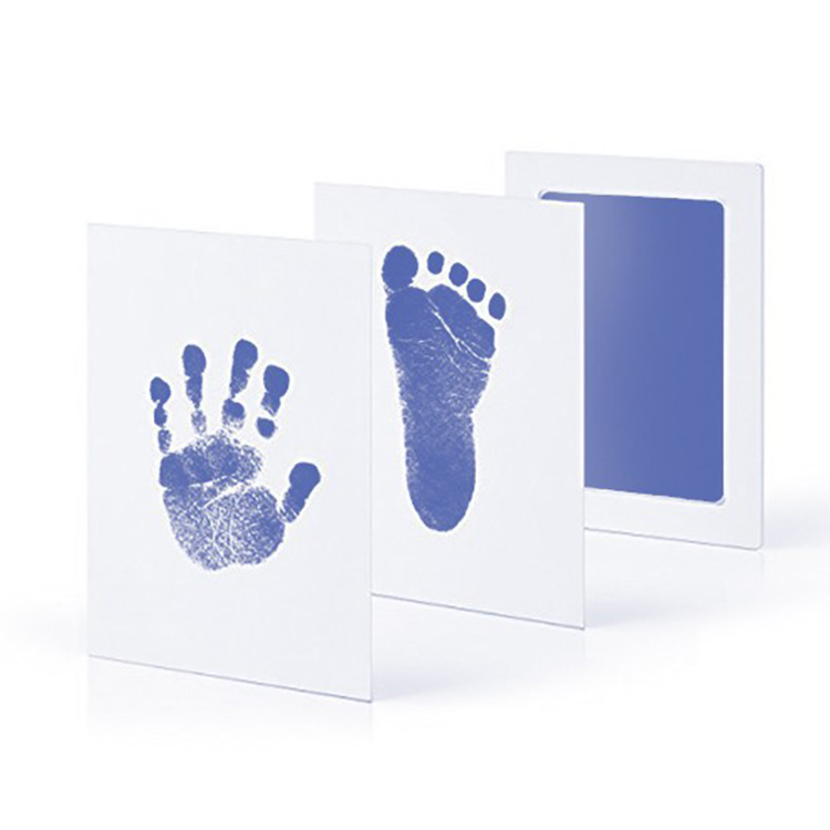 Baby Care Niet Giftig Baby Handafdruk Footprint Opdruk Kit Baby Souvenirs Casting Pasgeboren Voetafdruk Stempelkussen Baby Klei Speelgoed: LightBlue