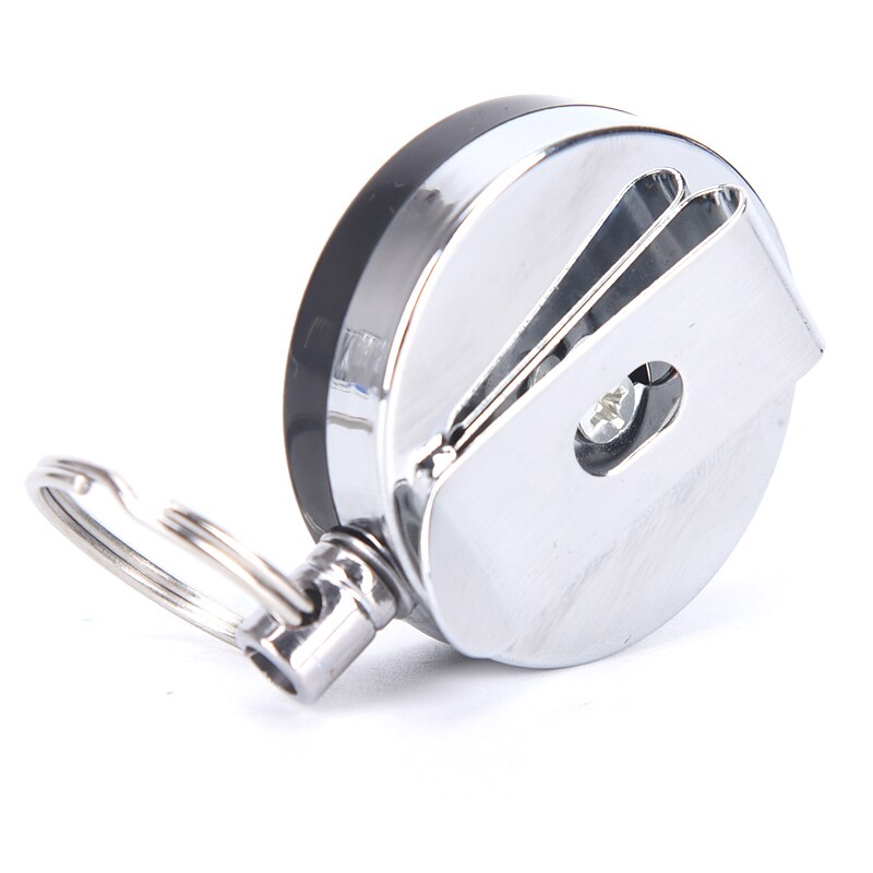 Unique Silver Metal Retractable Pull Key Chain Reel ID Badge Lanyard Name Tag Card Badge Holder Reel Recoil Belt Clip