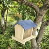 Wooden Bird Feeder Courtyard Villa Balcony Hanging Rainproof Bird Feeder Birds Food Supplie Container Appliance House Type Feed: F