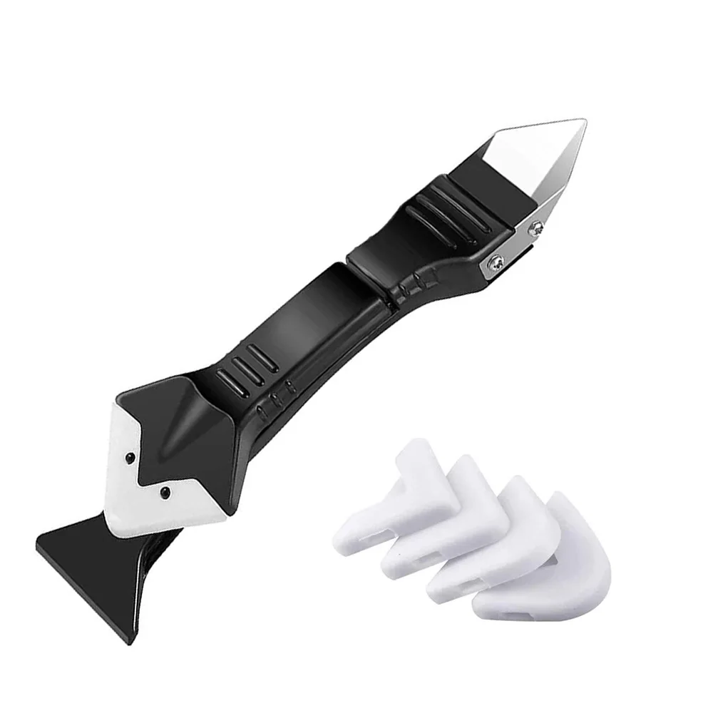 5in1 Silicone Scraper Squeegee Glue Remover Knife Caulking Angle Beauty Crack Trowel Tool Grout Scraper Kit Multifunctional Home: army green