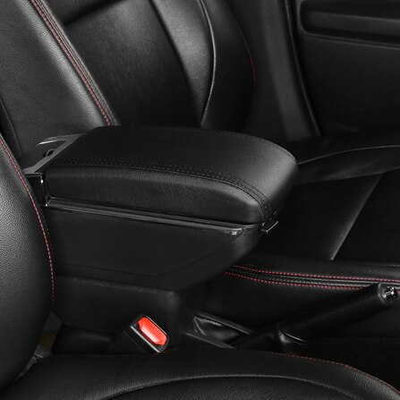 Accoudoir central en cuir synthétique pour ford ecosport, boîte de rangement, porte-gobelet, cendrier, accessoire de style automobile: D styke tout noir
