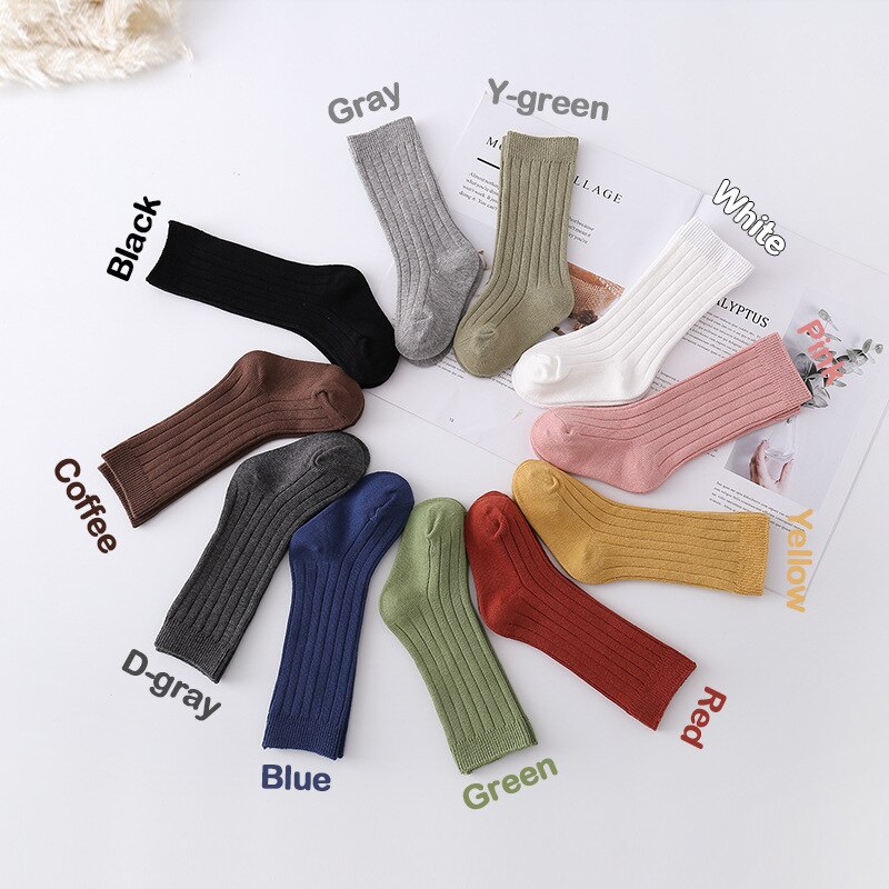 Cute Baby Girl Socks Soft Cotton Solid Kids Knee High Socks Spring Autumn Infant Toddler Children Long Socks Sokken