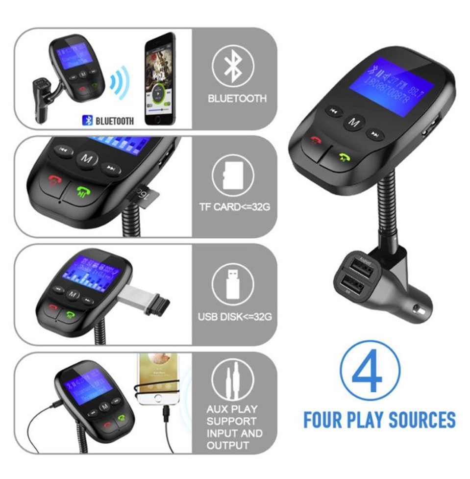 Franchise Wireless In-Car Bluetooth Fm-zender MP3 Radio Adapter Carkit USB Lader Suppor beller nummer telefoon muziek TFcard
