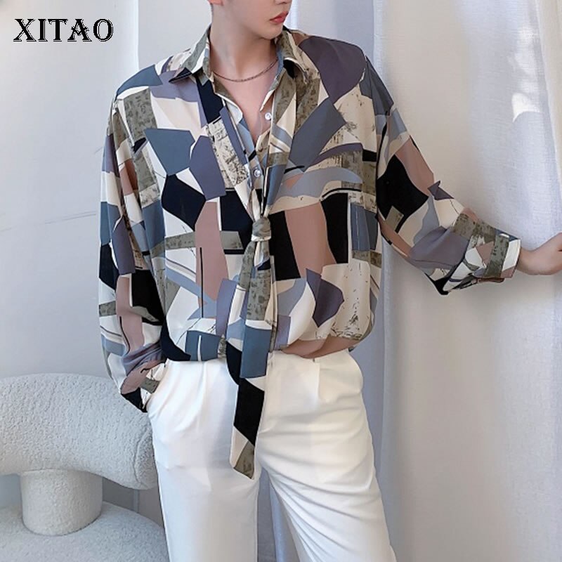 Xitao Print Patroon Blouse Mode Wind Dunne Satijn Gezicht Met Een Gevoel Van Leisure Voorjaar Enkele Borst Shirt ZLL4940