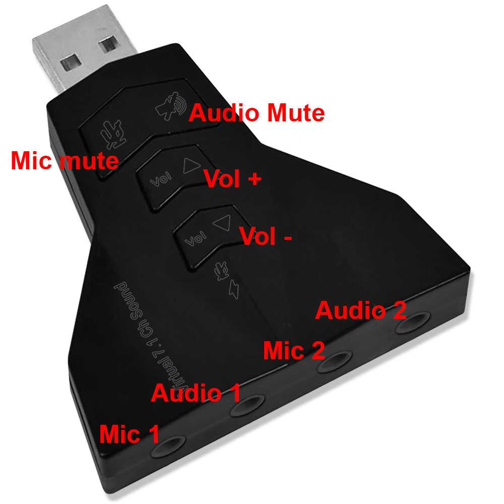 USB 2.0 External Hi 3D 7.1 Audio Sound Card Adapter MIC Stereo Headphone Black
