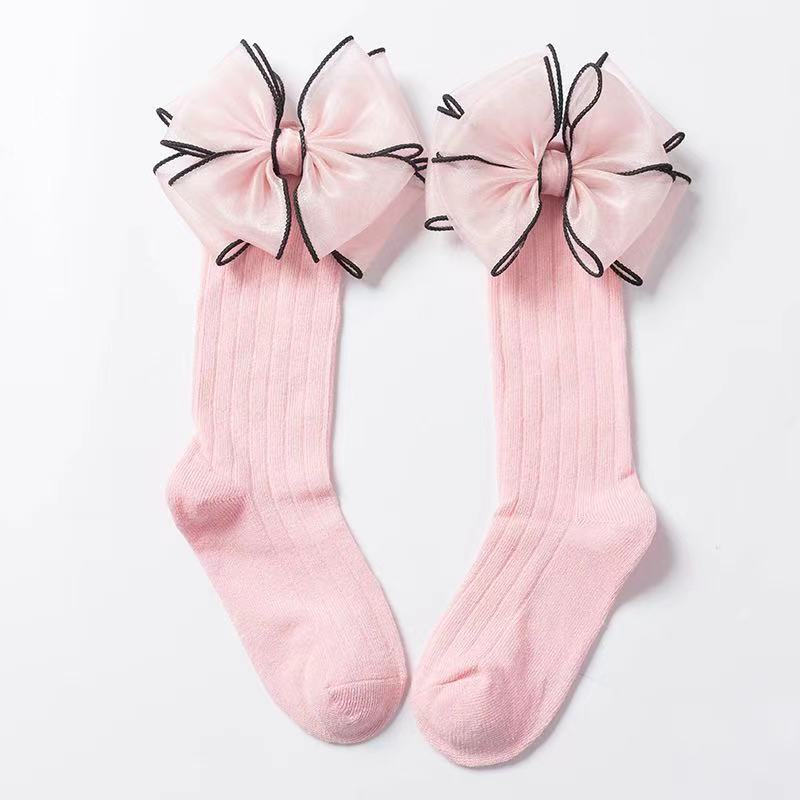 Dość miękka bawełna przyjazne dla skóry Pończochy Bowknot Dzieci dziewczynka Modis dziecięce śliczne Pończochy dla dziewczynek: Różowy / 4-6years