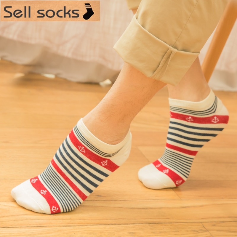 Klaring! zomer Strepen zeeman man Casual enkel katoenen sokken mannen boot sok slippers harajuku EUR39-44