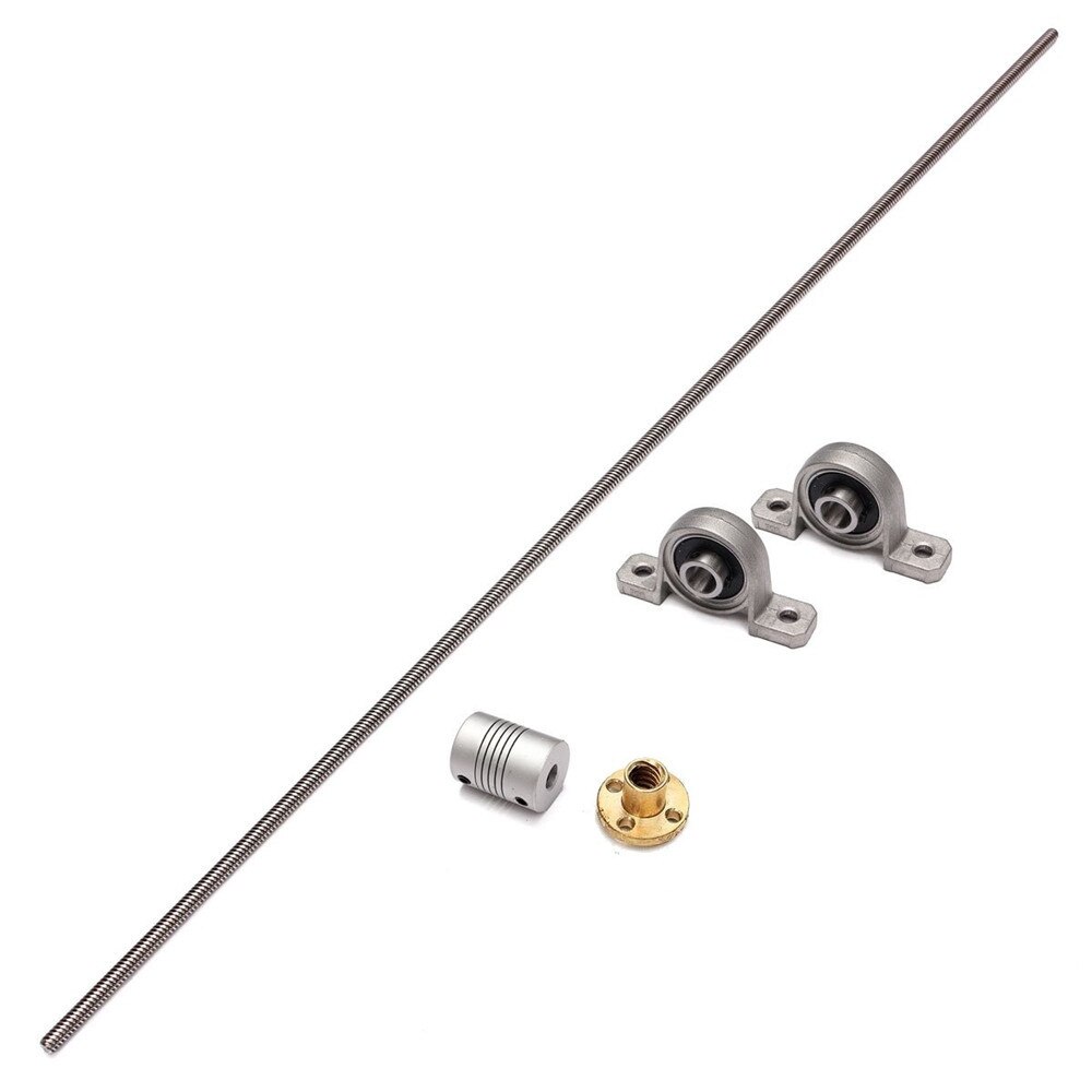 CNC T8 Lead Screw 800mm 8mm + Brass Copper Nut + KP08 or KFL08 Bearing Bracket +Flexible Coupling