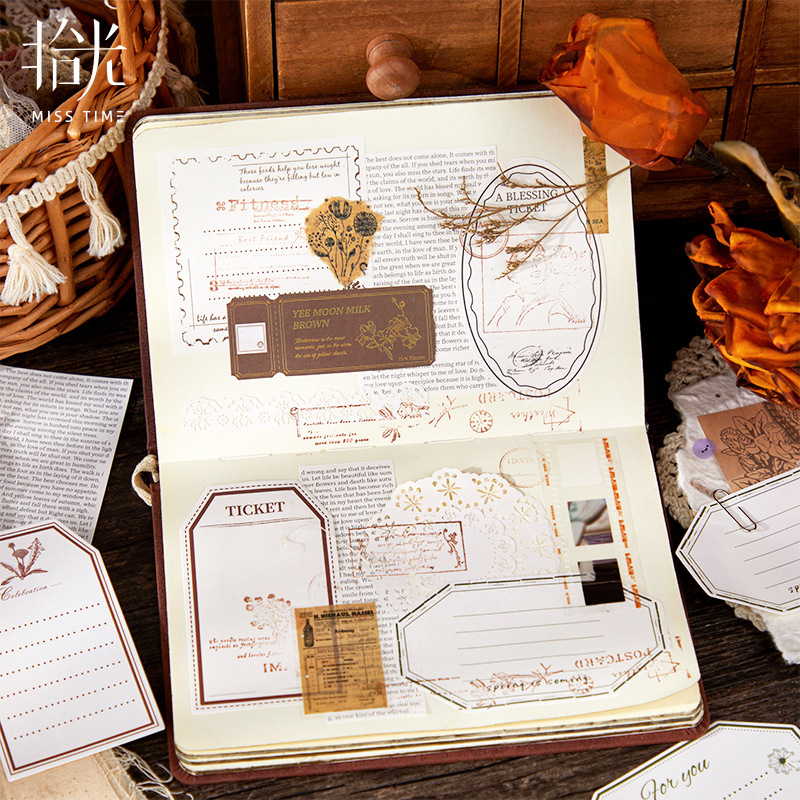 52 Uds. De papel Vintage para álbum de recortes, diario basura, planta, etiqueta estética, planificador, Collage, diario, suministros decorativos, materiales artesanales