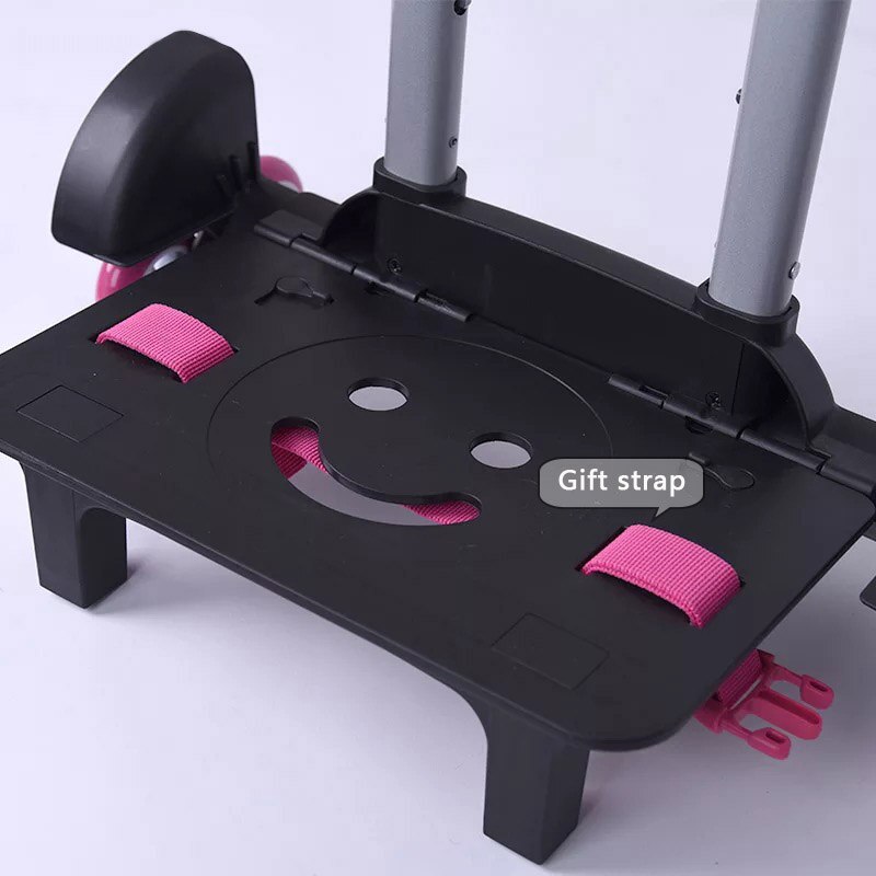 Zon Acht Glimlach Gezicht Kinderen 6 Wielen Uitbreidbaar Trolley Staaf Hoge Functie Trolly Bagage Voor Rugzak Kids