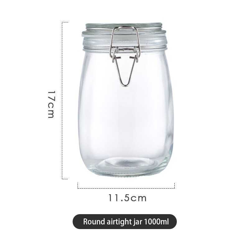 Food Coffee Beans Storage Bottles &amp; Jars with Cover Glass Vacuum Sealed Tank Press Exhaust Glass Box Stockpile Jars With Lids: Round 1000ML