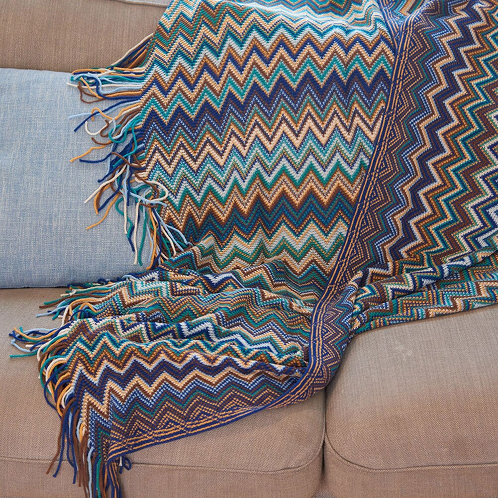 Reizen Deken Bank Gooit Bohemian Stijl Gebreide Deken Zachte Gebreide Deken Gooi voor Bed: green