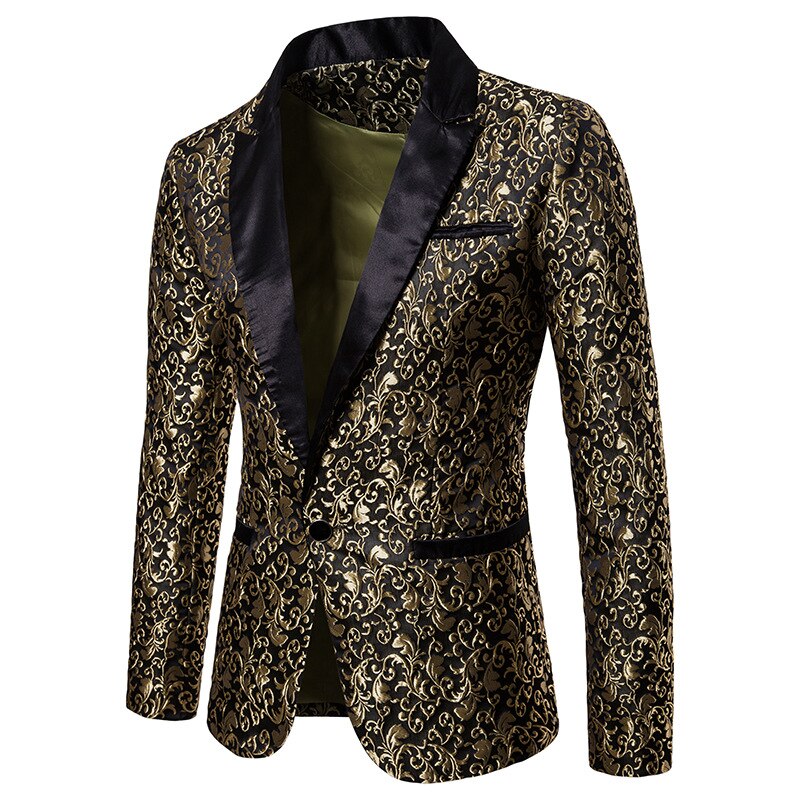 Menns blomster festkjole kjole stilig middagsjakke bryllup blazer prom røyking: måke / S