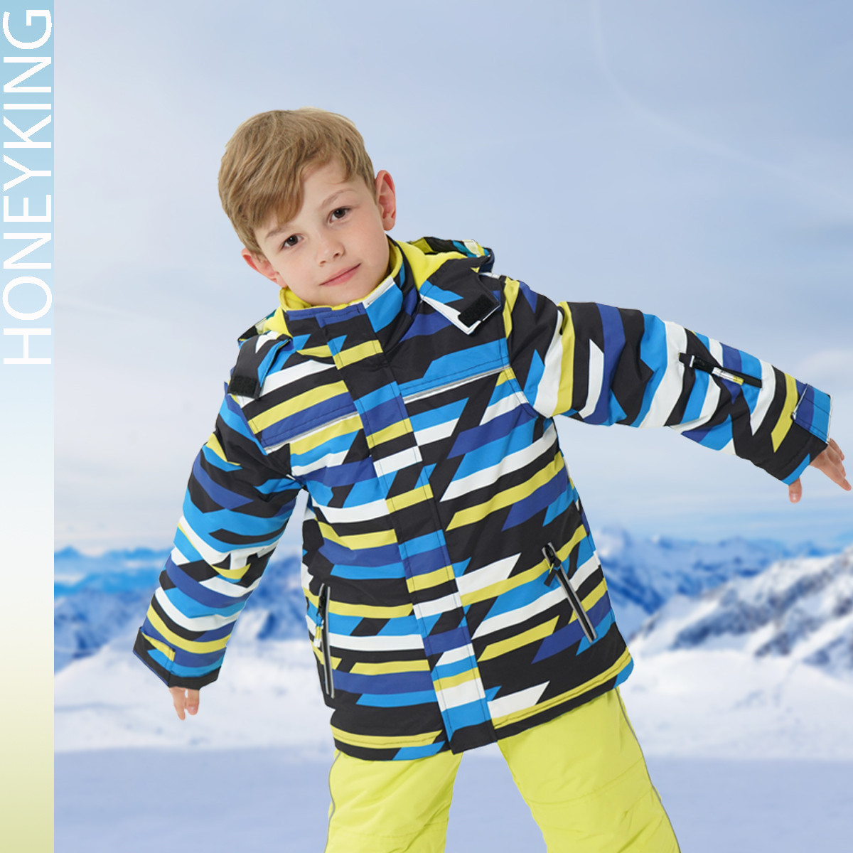 HONEYKING Kinderskikleding Kinderen Winter Warm Winddicht Waterdicht Ski-jack Camping Snowboarden Kleding voor jongens Jas Uitloper