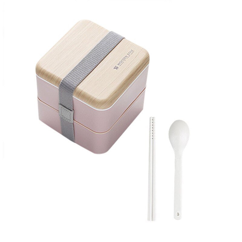 Microwave Lunch Box Japanese Wood Bento Box 2 Layer Container Storage Fitness office worker lunch box for kids bento @C: A
