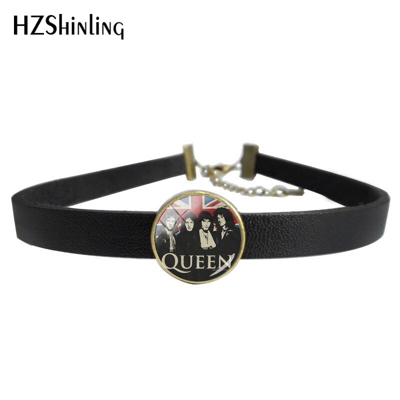 Pop and Rock Queen Band Photos Glass Dome Novel Jewelry Leather Bracelet Hand Craft: 1 / Black