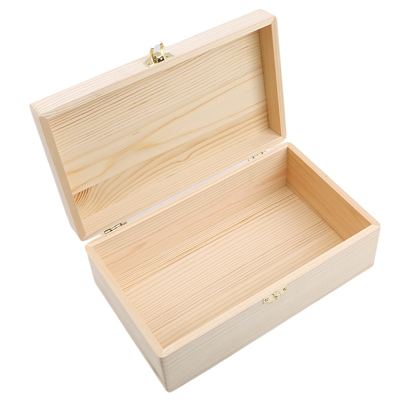Caja de almacenamiento de madera, caja de de madera sólida con Tapa Rectangular de pino escocés, caja de joyería artesanal hecha a mano