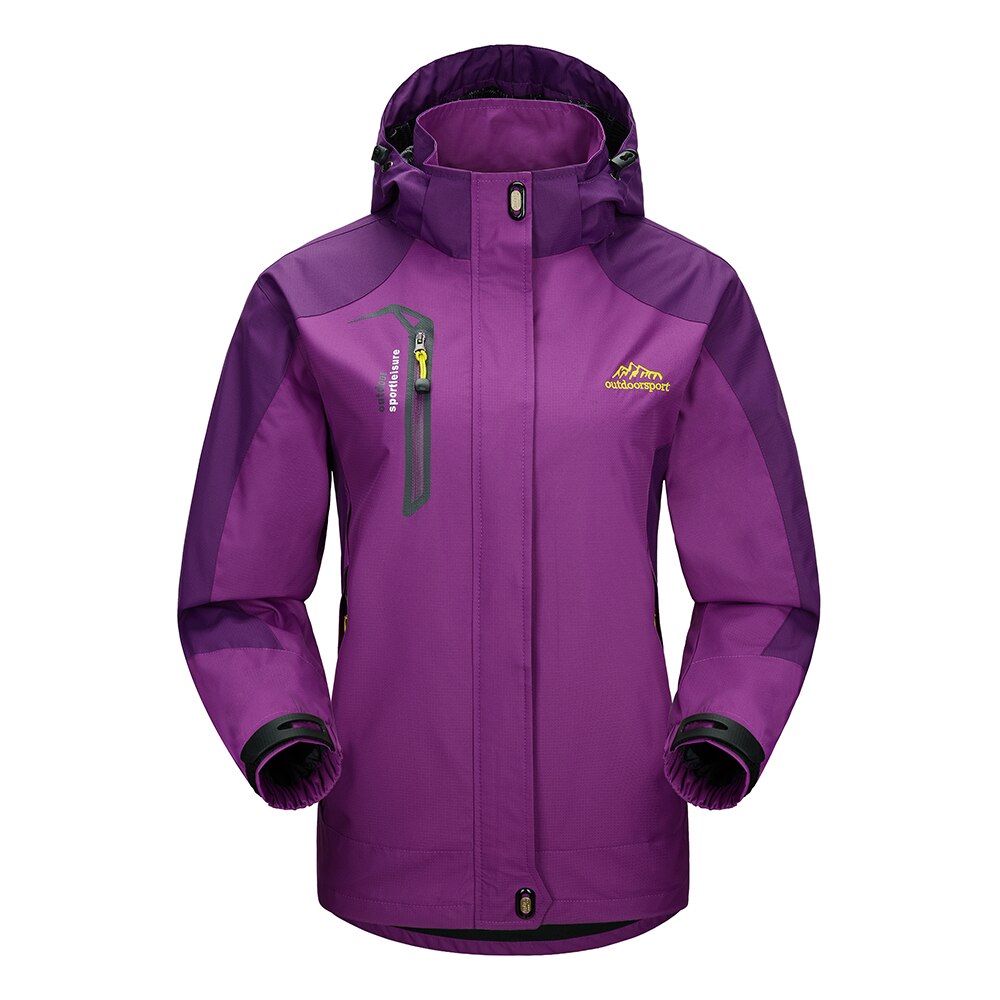 Lixada Outdoor Climbing Waterproof Jacket Windproof Raincoat Sportswear Traveling Cycling Sport Detachable Hooded Coat for Women: Purple / XL