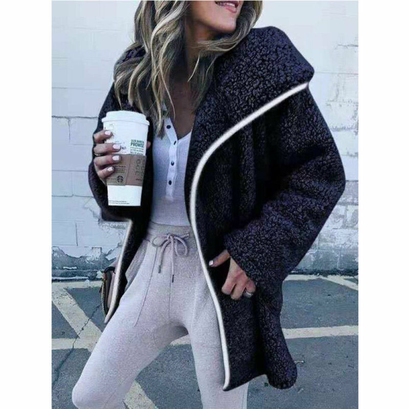 Vinter dame jakker kåpe dame varm genser cardigans dame fleece imitert pels hettegenser yttertøy manteau femme plus str.