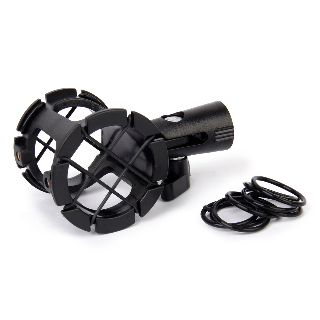 Blk universal Microphone Shock Mount For Handheld Microphones w/ Rubber Bands