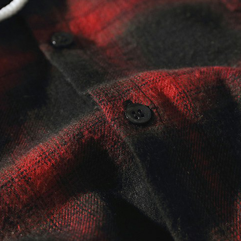 Skjorte herre tøj retro plus size herre skjorter lange ærmer plaid koreansk stil harajuku enkeltradet