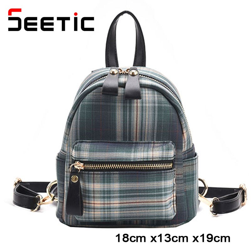 SEETIC Leather Mini Backpack Multi-Function Shoulder Bag Women Backpack Female Anti-Theft Backpack For Teenager Girls: Green Backpack