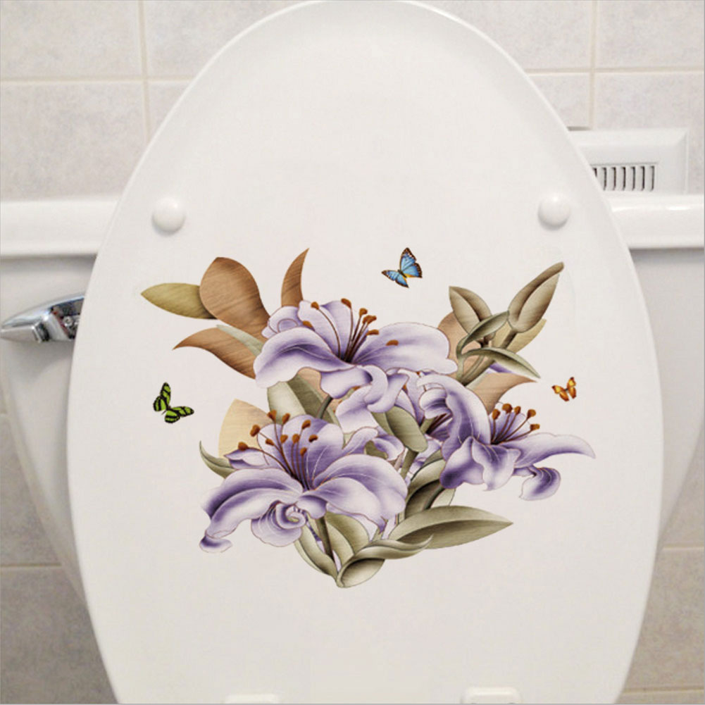 Wc Deksel Sticker Bloem Patroon Vinyl Art Waterdicht Behang Verwijderbare Badkamer Decals WC Toilette Poster Stijl J