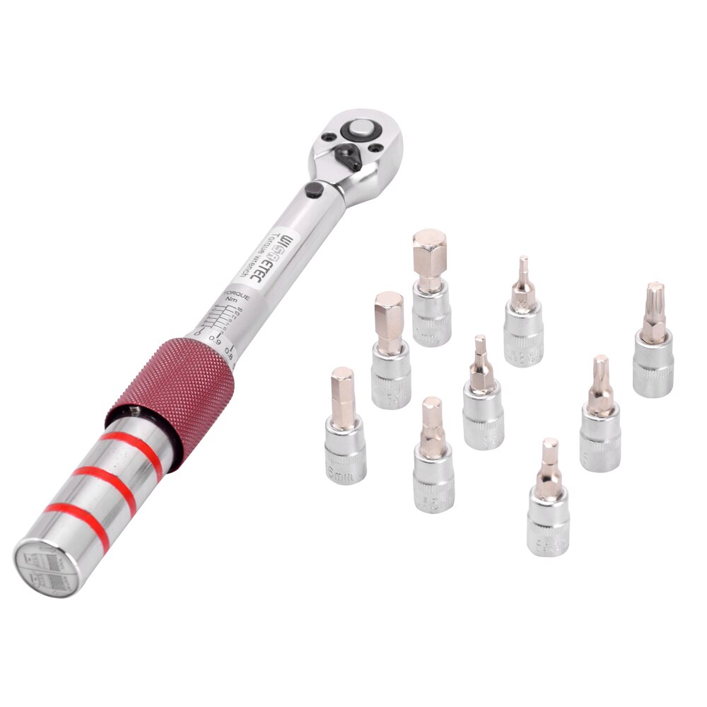 1/4 Inch Dr 2-15Nm Torque Wrench Hex Bit Set Mini Adjustable Road Carbon Hand Bicycle Bike Tool Kit With Pro Preset