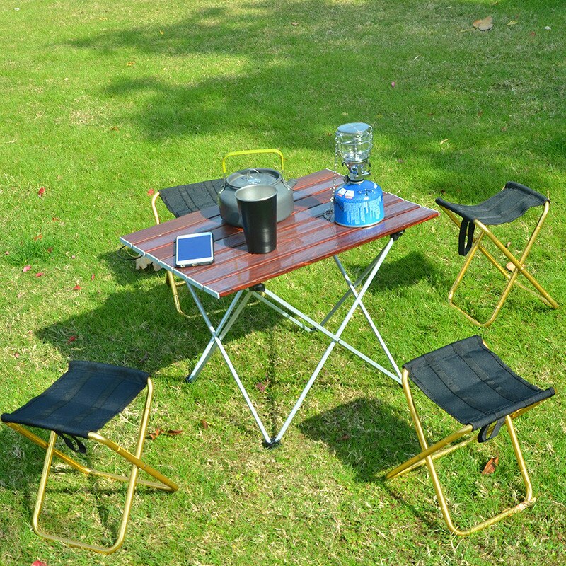 Taitettava kannettava puupainettu retkeilypöytä kevyt talli mesas plelegables matka vaellus grilli ulkoleiri piknikpöytä