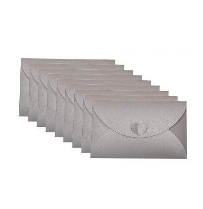 50 Pcs Handmade Mini Card Cute Post Card Heart Clasp Kraft Paper Envelopes Shining Colorful Envelopes Envelope Holders: Light Gray