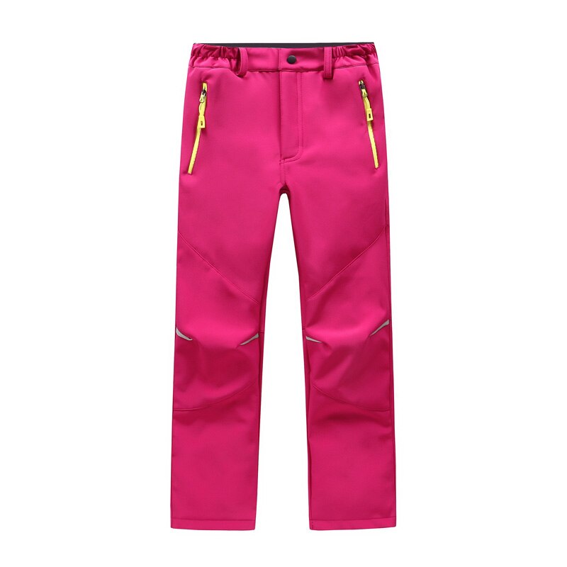 Hiver automne pantalons pour enfants en plein air à séchage rapide coque souple pantalons imperméables garçons filles coupe-vent garder au pantalons de ski: rose red / XS