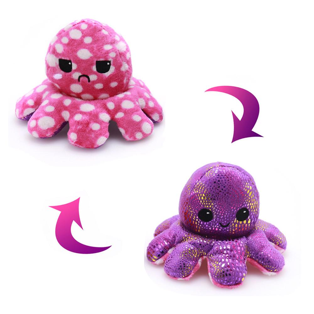 Flip two-sided Octopus Plush Stuffed Doll Toy Different Sides To Show Different Moods Soft Simulation Octopus Plush Toy For Kids