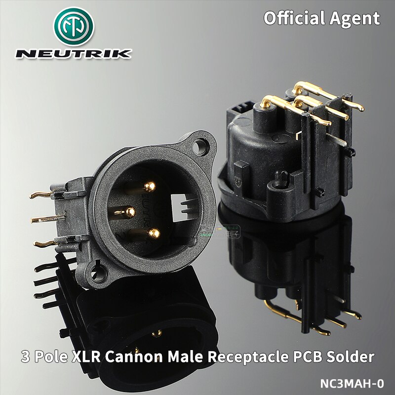 Neutrik XLR Male Female Receptacle Socket 3 Pole Power Amplifier PCB Mount Soldering Cups NC3MAV Cannon Chassis Connectors: NC3MAH-0