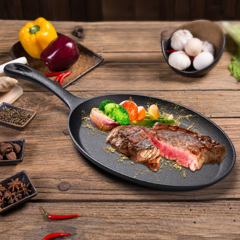 10 in. Cast Iron Griddle Pan Round Skillet Pancake Tortilla Pizza Pre-Seasoned