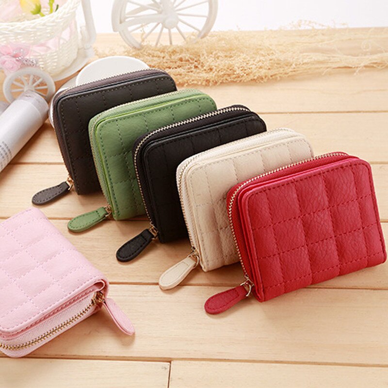 Delle Signore Delle donne Portafoglio In Pelle Con Zip Della Borsa Della Moneta Della Frizione Della Borsa Piccolo Mini Supporto di Carta