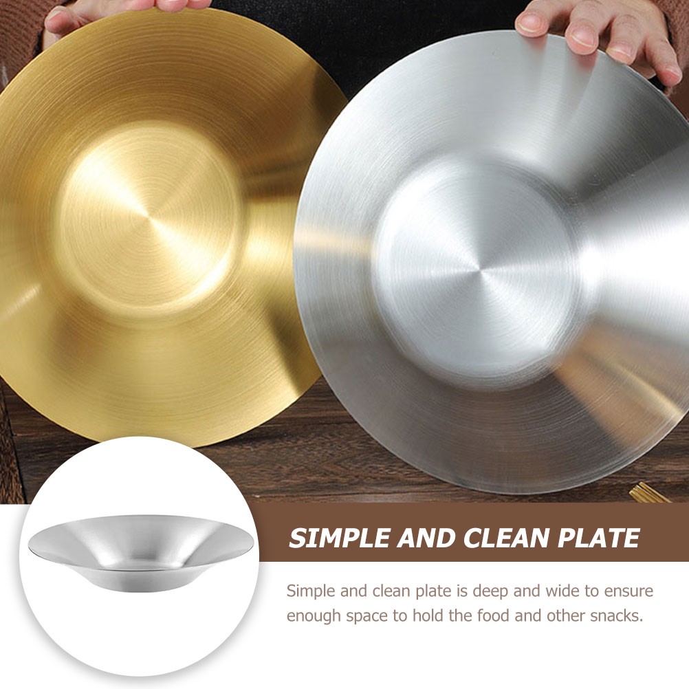 Stainless Steel Plate for Eating Stainless Steel Dish Round Dish Plate Cuisine Storage Plate