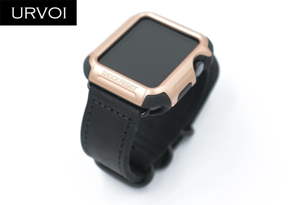 URVOI-funda protectora de silicona para Apple Watch series 3, 2 y 1, protectora completa de color metálico de 38 y 42mm